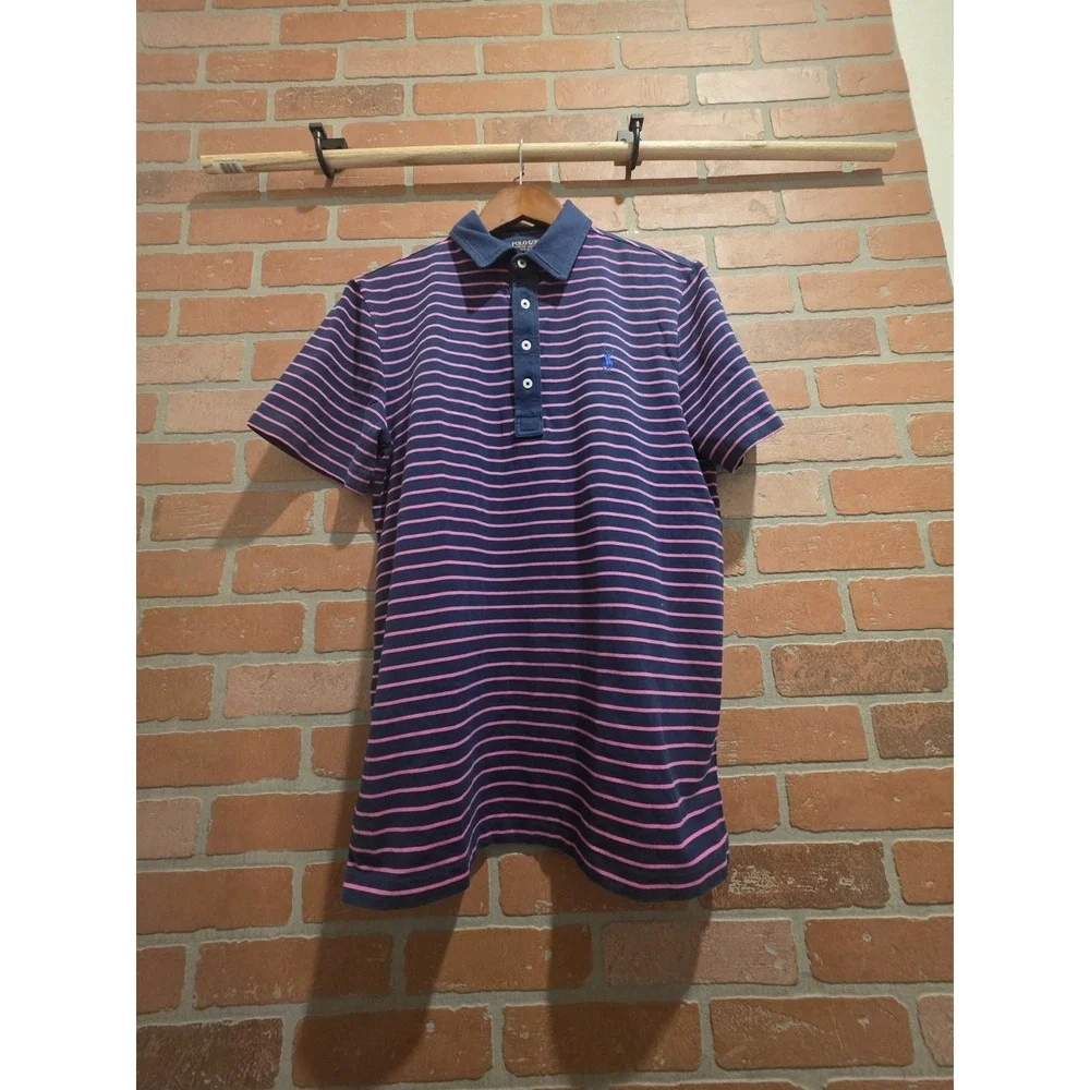 Polo Golf Ralph Lauren Men's Short Sleeve Purple Striped, Medium Stretch Sku 30